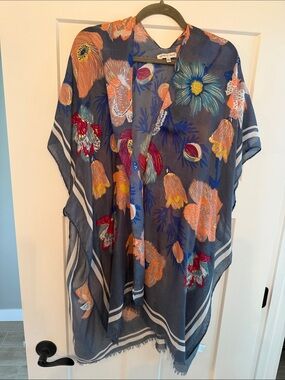Woven Heart Navy Floral Sheer Kimono